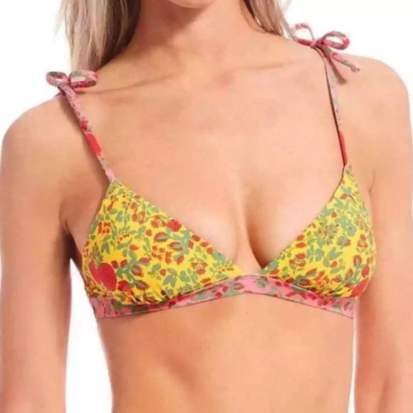 Roller Rabbit Rhody Mixed Floral Tie Shoulder Bralette Swim Top - Picture 1 of 4